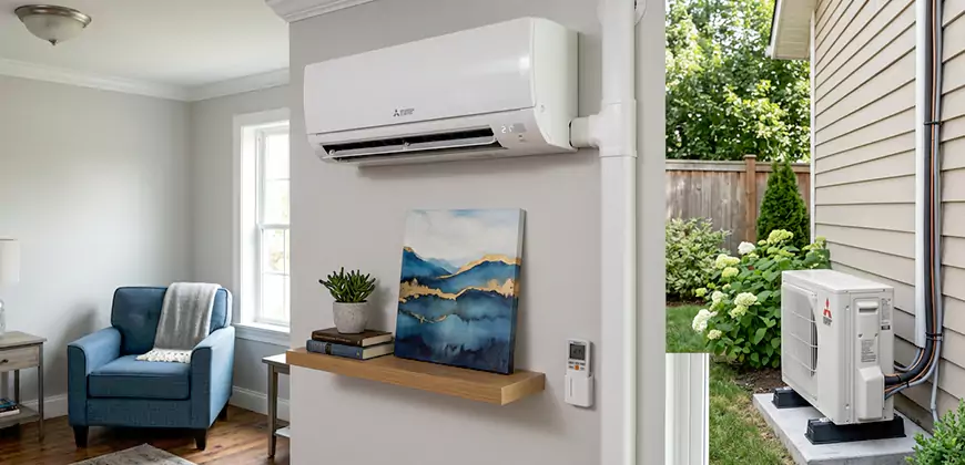 Wall Mounted Heat Pump Setup in El Cajon